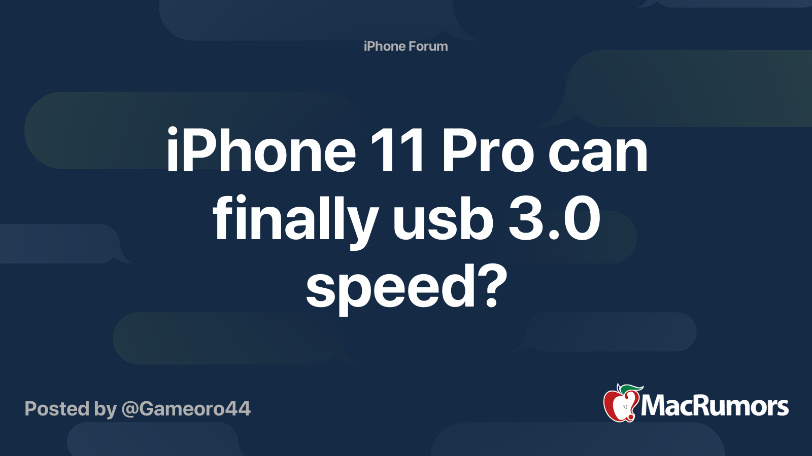Iphone 11 Pro Can Finally Usb 3 0 Speed Macrumors Forums