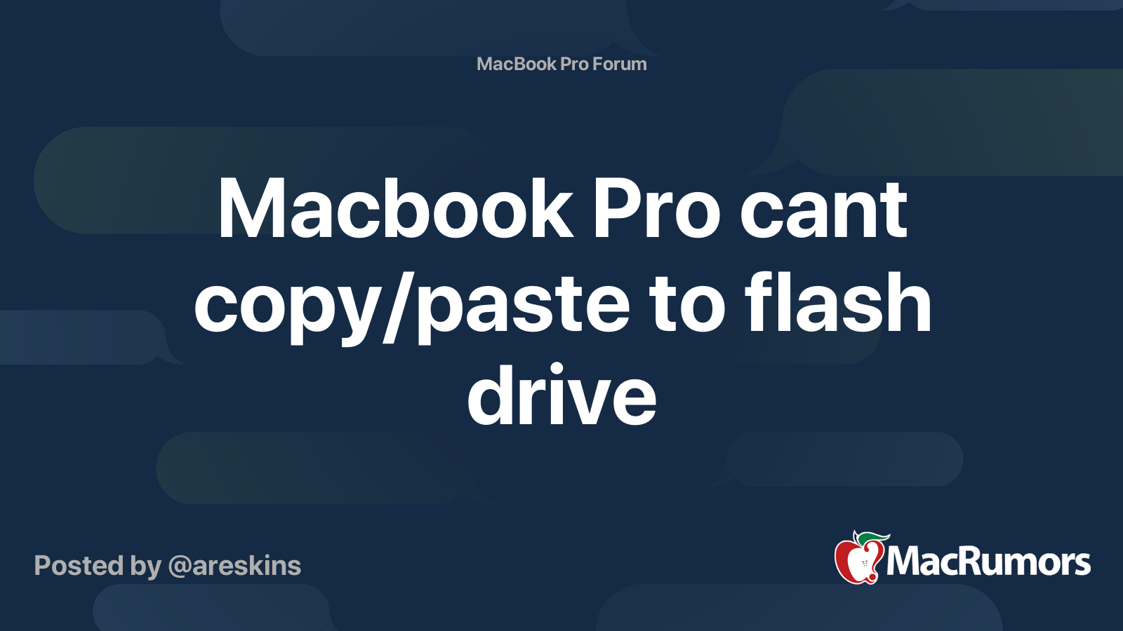 Macbook Pro cant copy/paste to flash drive MacRumors Forums