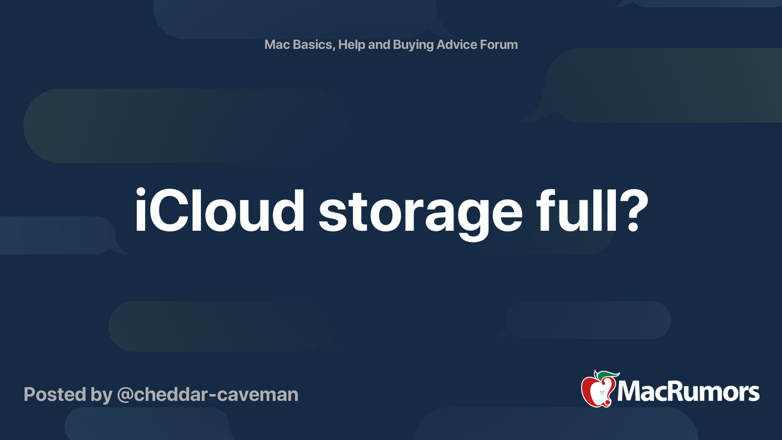 iCloud storage full? | MacRumors Forums