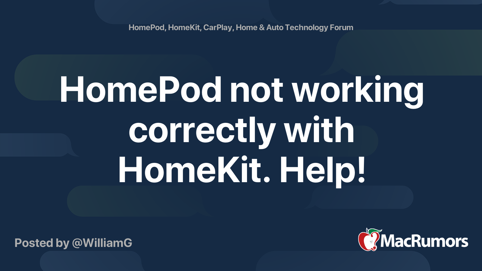 HomePod not working correctly with HomeKit. Help! MacRumors Forums
