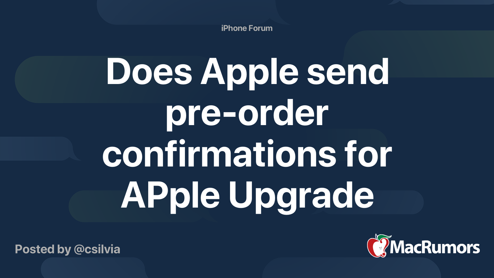Does Apple send preorder confirmations for APple Upgrade Program