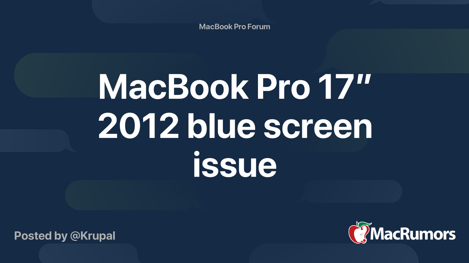 MacBook Pro 17” 2012 blue screen issue MacRumors Forums
