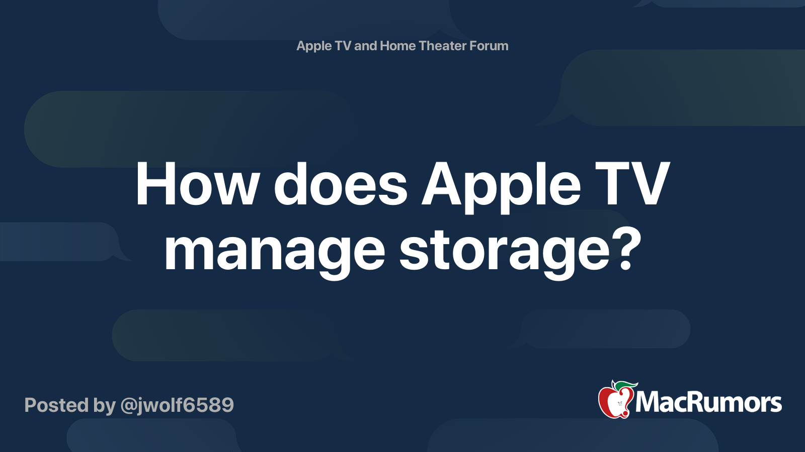 How does Apple TV manage storage? MacRumors Forums