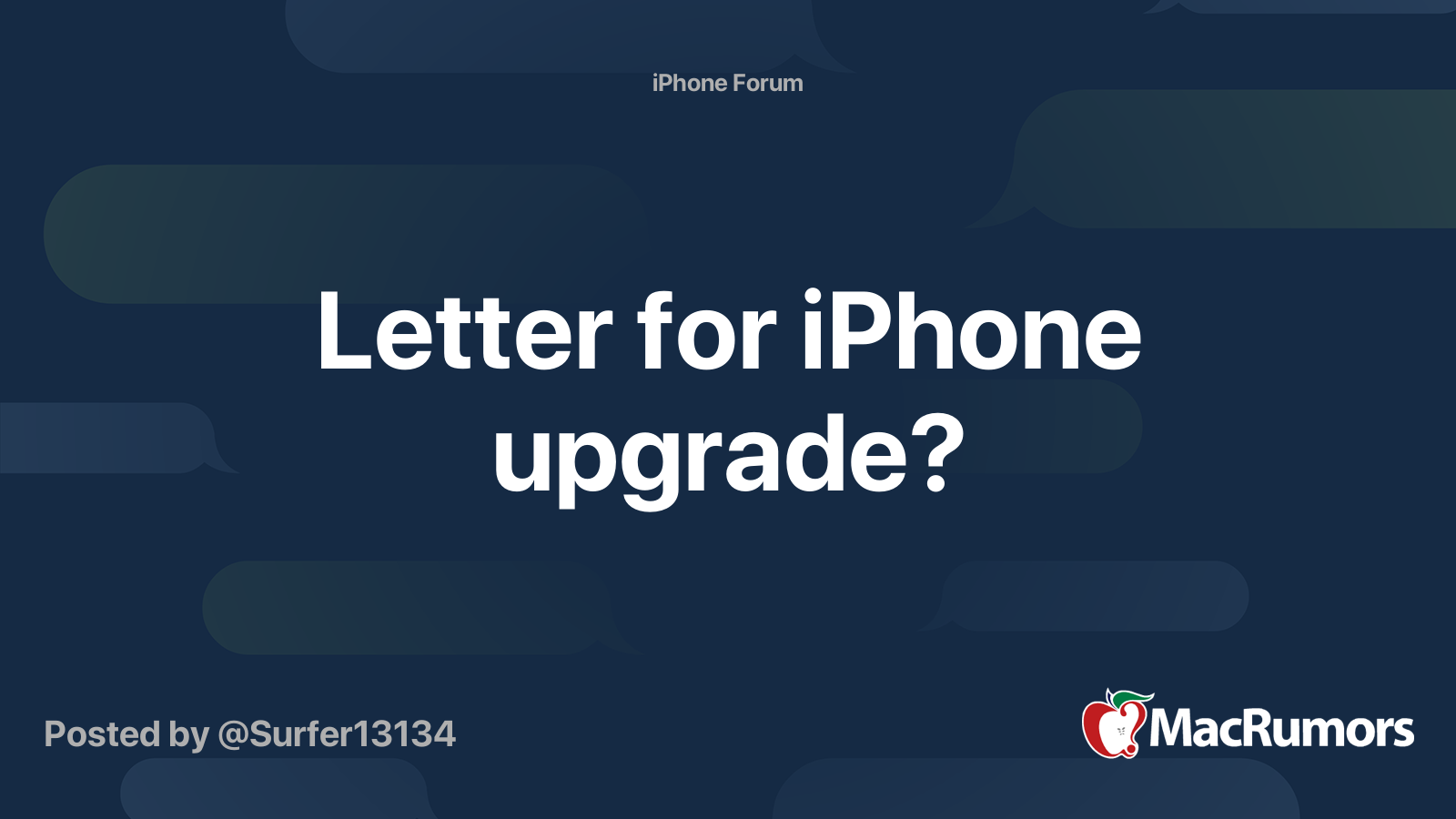 Letter for iPhone upgrade? MacRumors Forums
