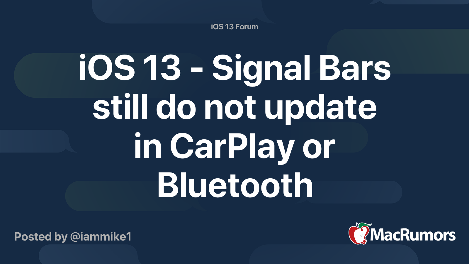 iOS 13 - Signal Bars still do not update in CarPlay or Bluetooth