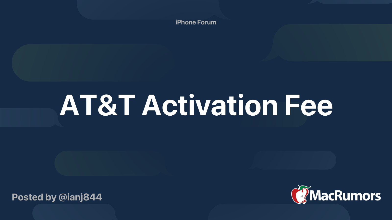 AT&T Activation Fee MacRumors Forums
