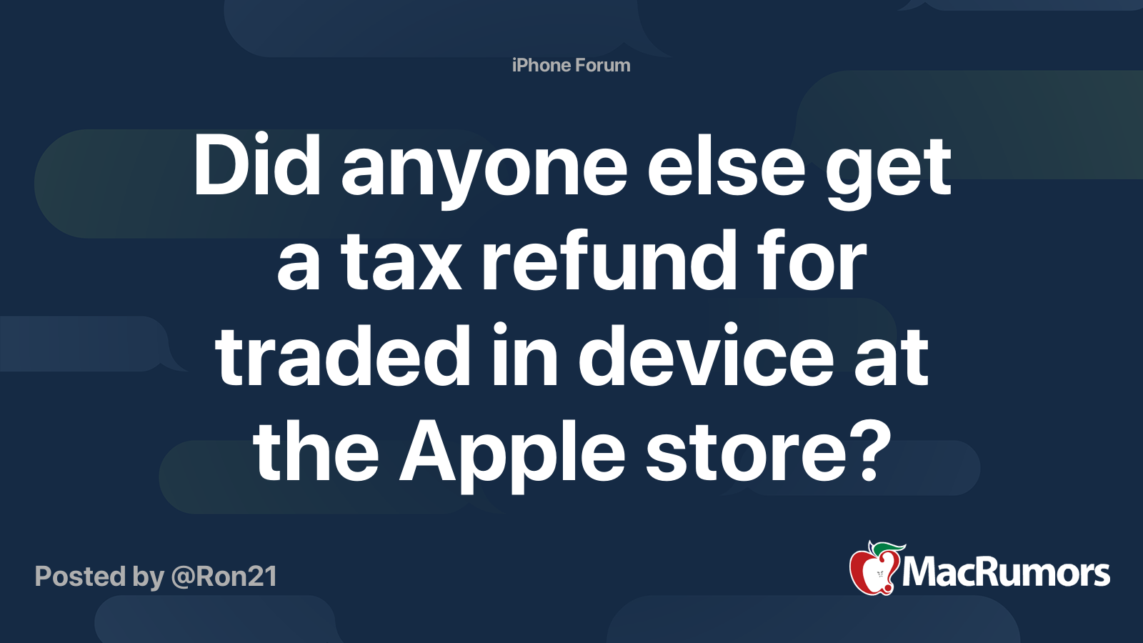 Did anyone else get a tax refund for traded in device at the Apple