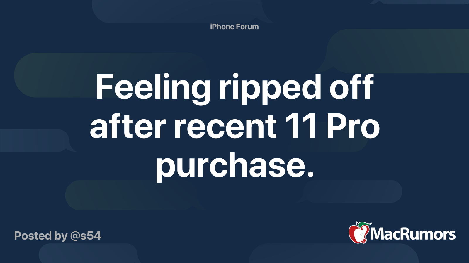 Feeling ripped off after recent 11 Pro purchase. | MacRumors Forums