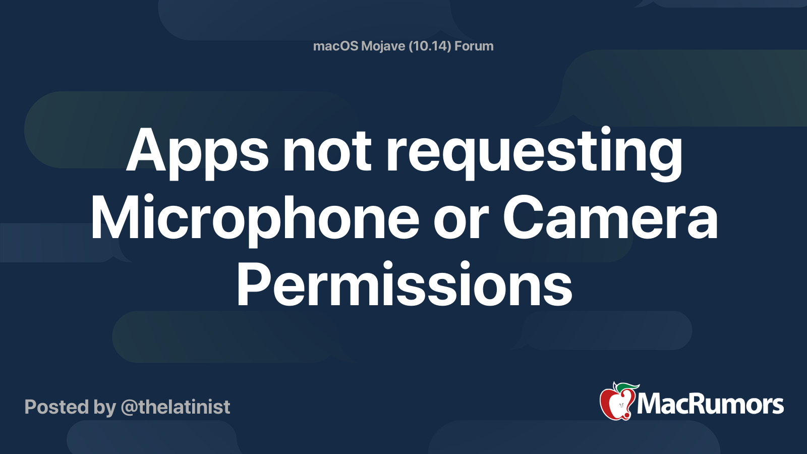 Apps not requesting Microphone or Camera Permissions MacRumors Forums