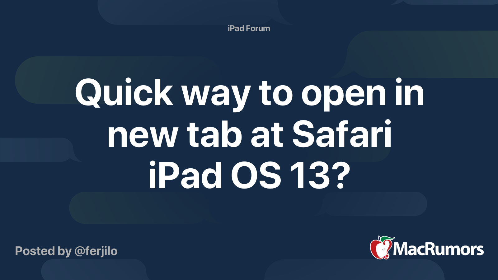 Quick Way To Open In New Tab At Safari IPad OS 13 MacRumors Forums