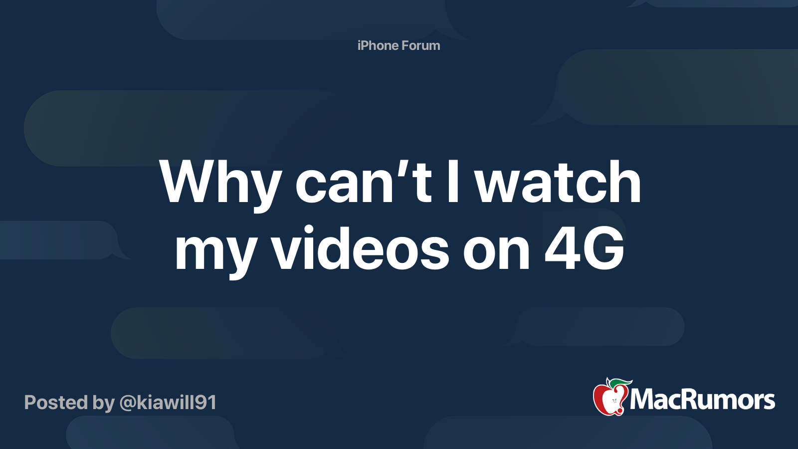 Why can’t I watch my videos on 4G MacRumors Forums