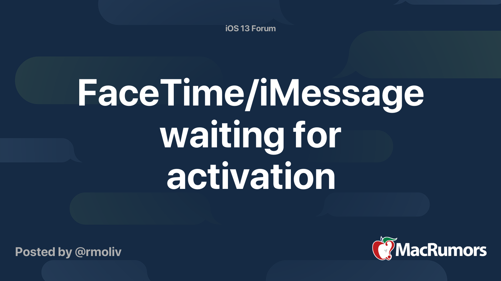 FaceTime/iMessage waiting for activation MacRumors Forums