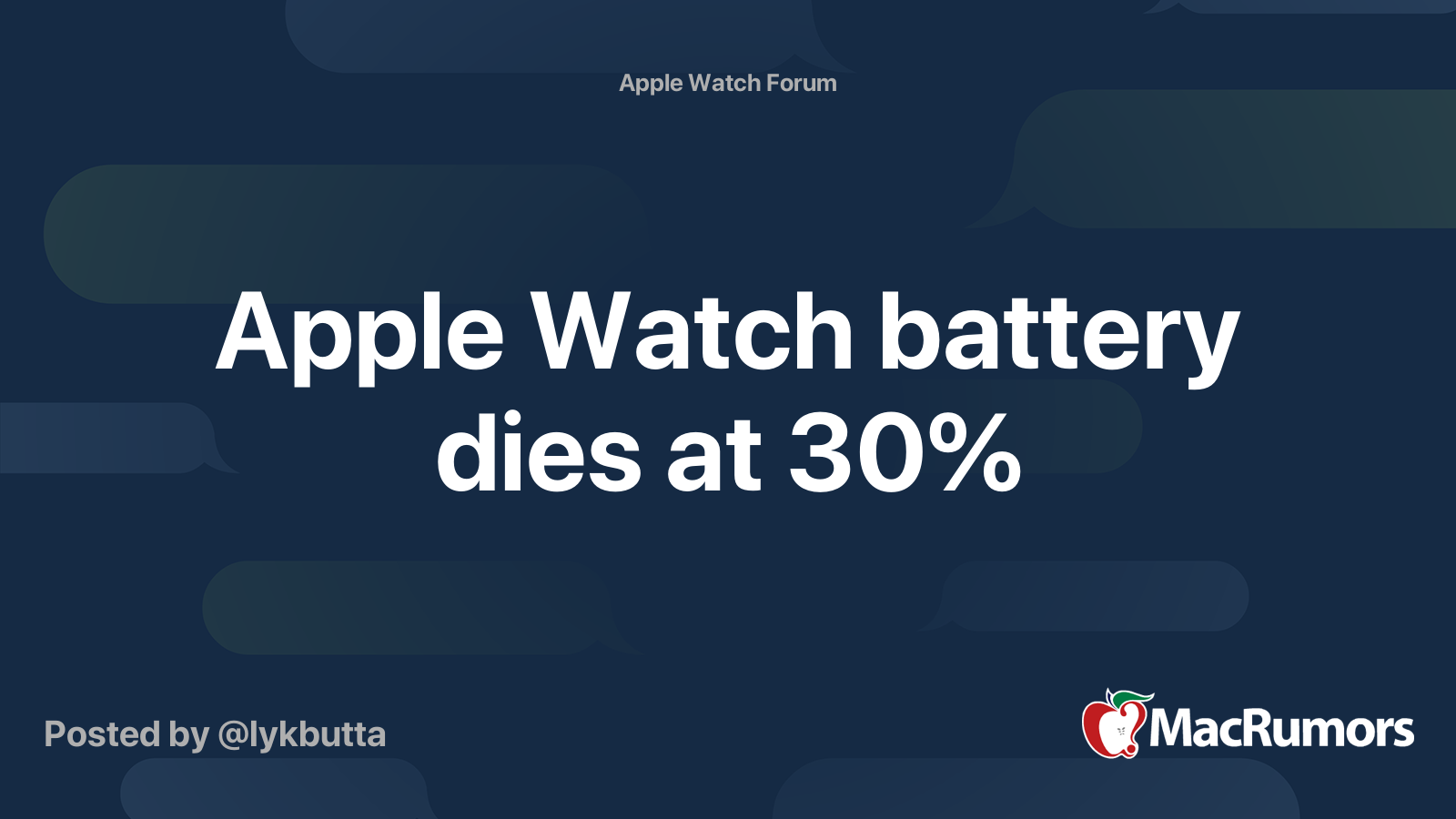 Apple Watch battery dies at 30 MacRumors Forums