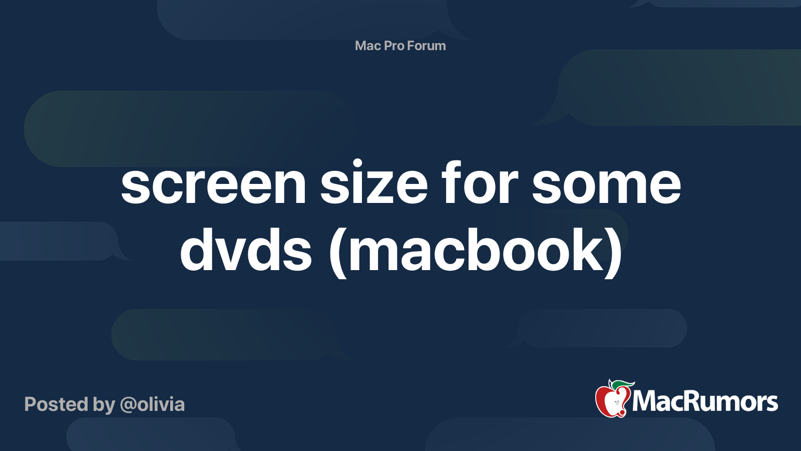 screen size for some dvds (macbook) MacRumors Forums