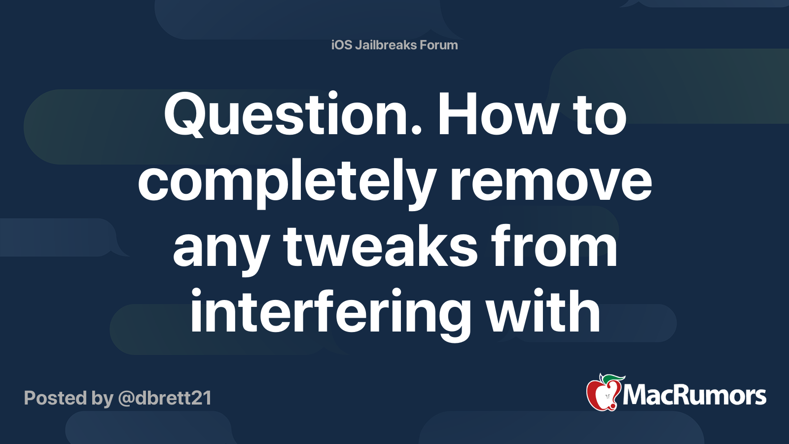Question How To Completely Remove Any Tweaks From Interfering