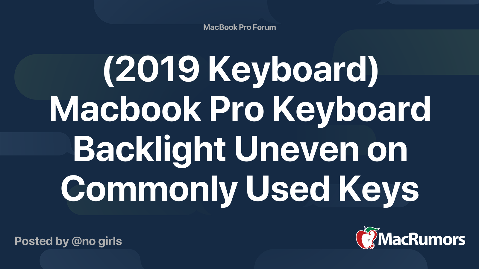 (2019 Keyboard) Macbook Pro Keyboard Backlight Uneven on Commonly Used