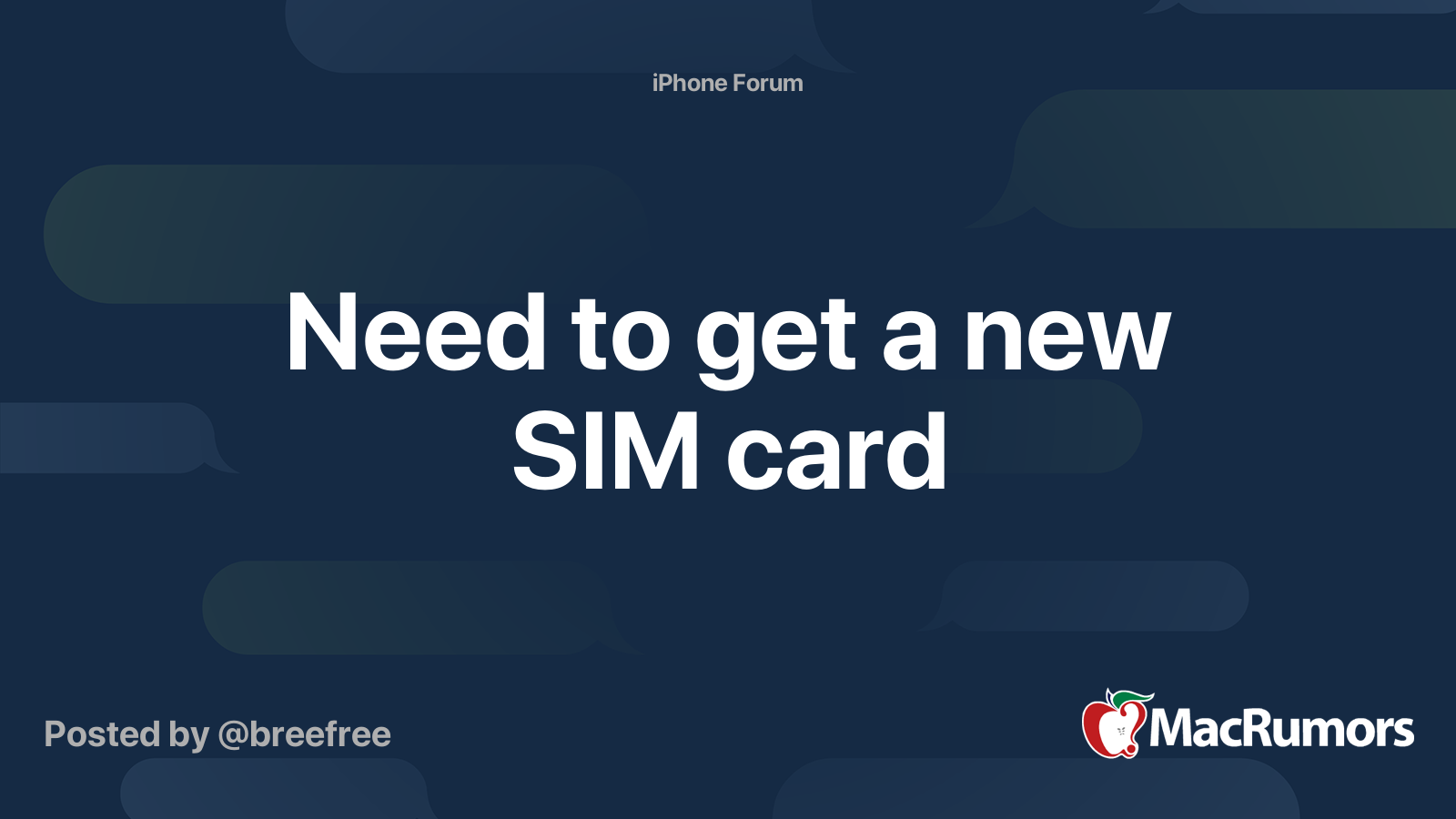 Need to get a new SIM card | MacRumors Forums