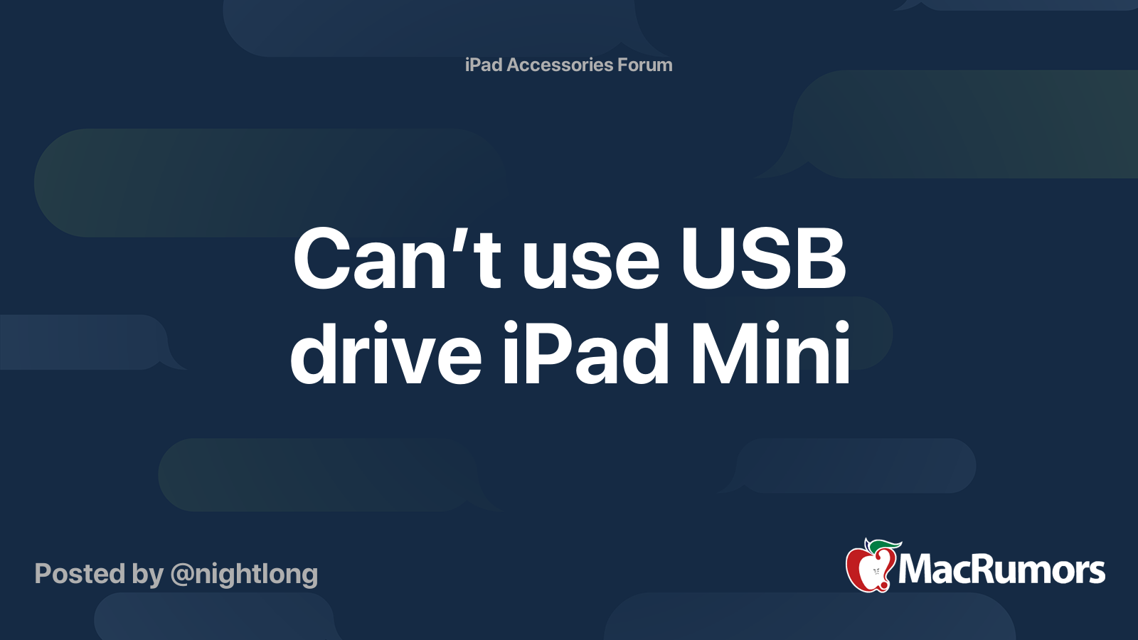 Can’t use USB drive iPad Mini MacRumors Forums