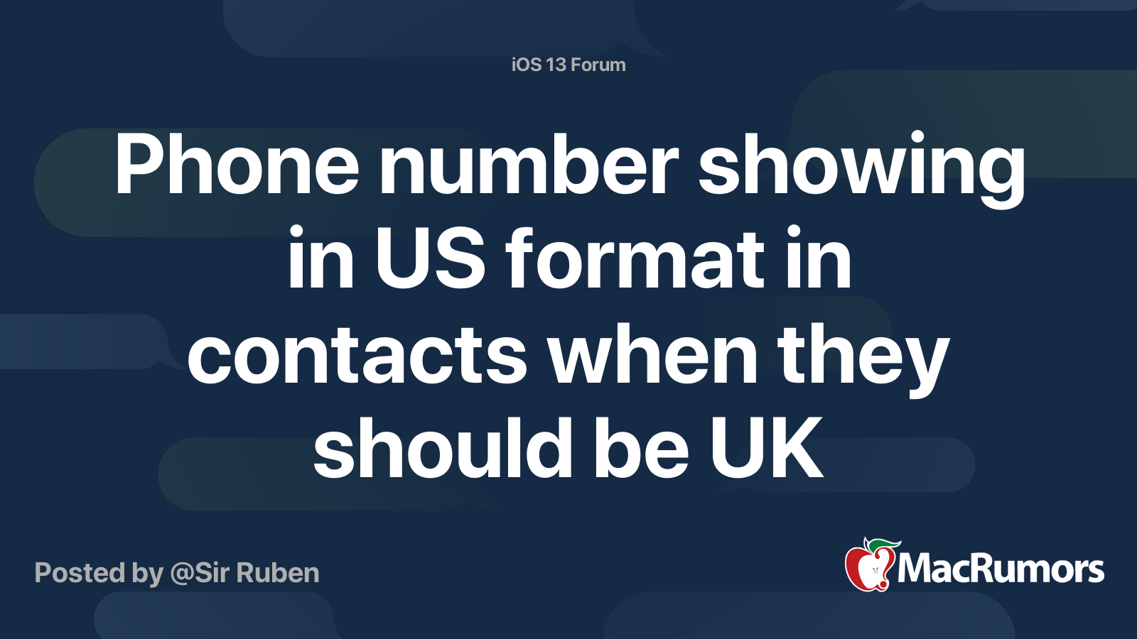 Phone number showing in us format in contacts when they should be uk macrumors forums