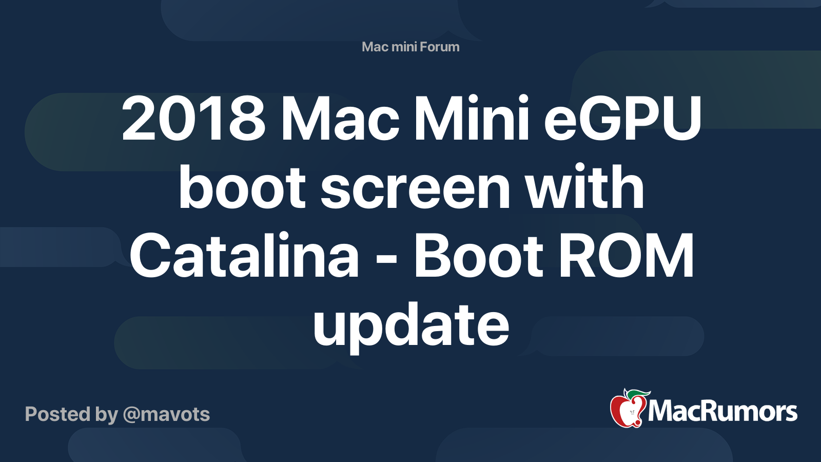2018 Mac Mini eGPU boot screen with Catalina - Boot ROM update ...