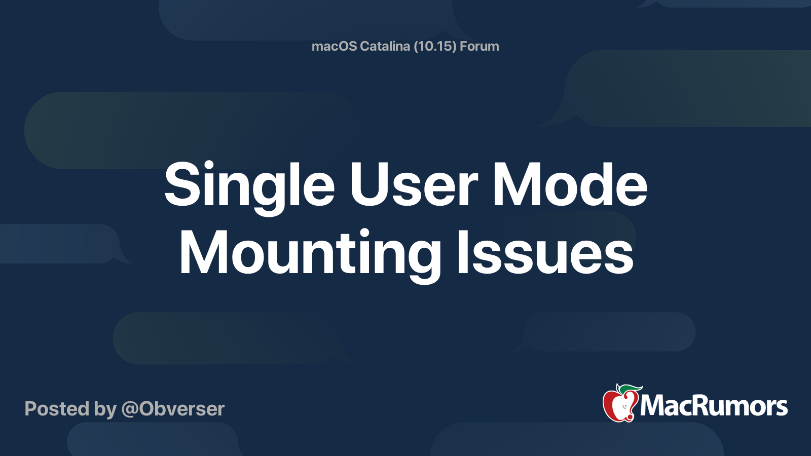 Single User Mode Mounting Issues MacRumors Forums