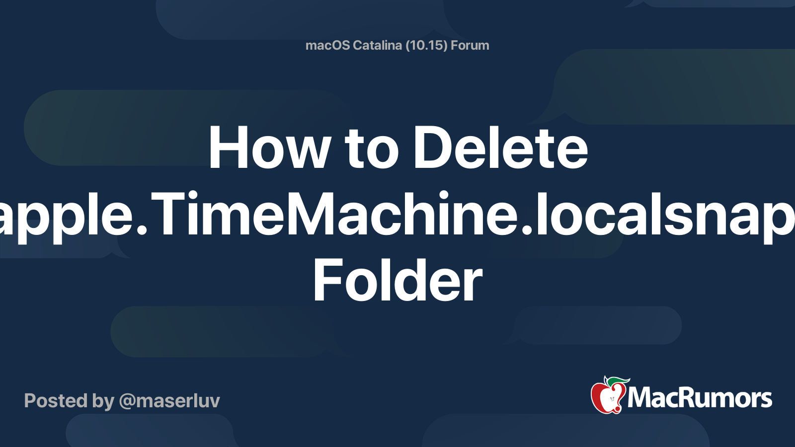 How to Delete com.apple.TimeMachine.localsnapshots Folder MacRumors