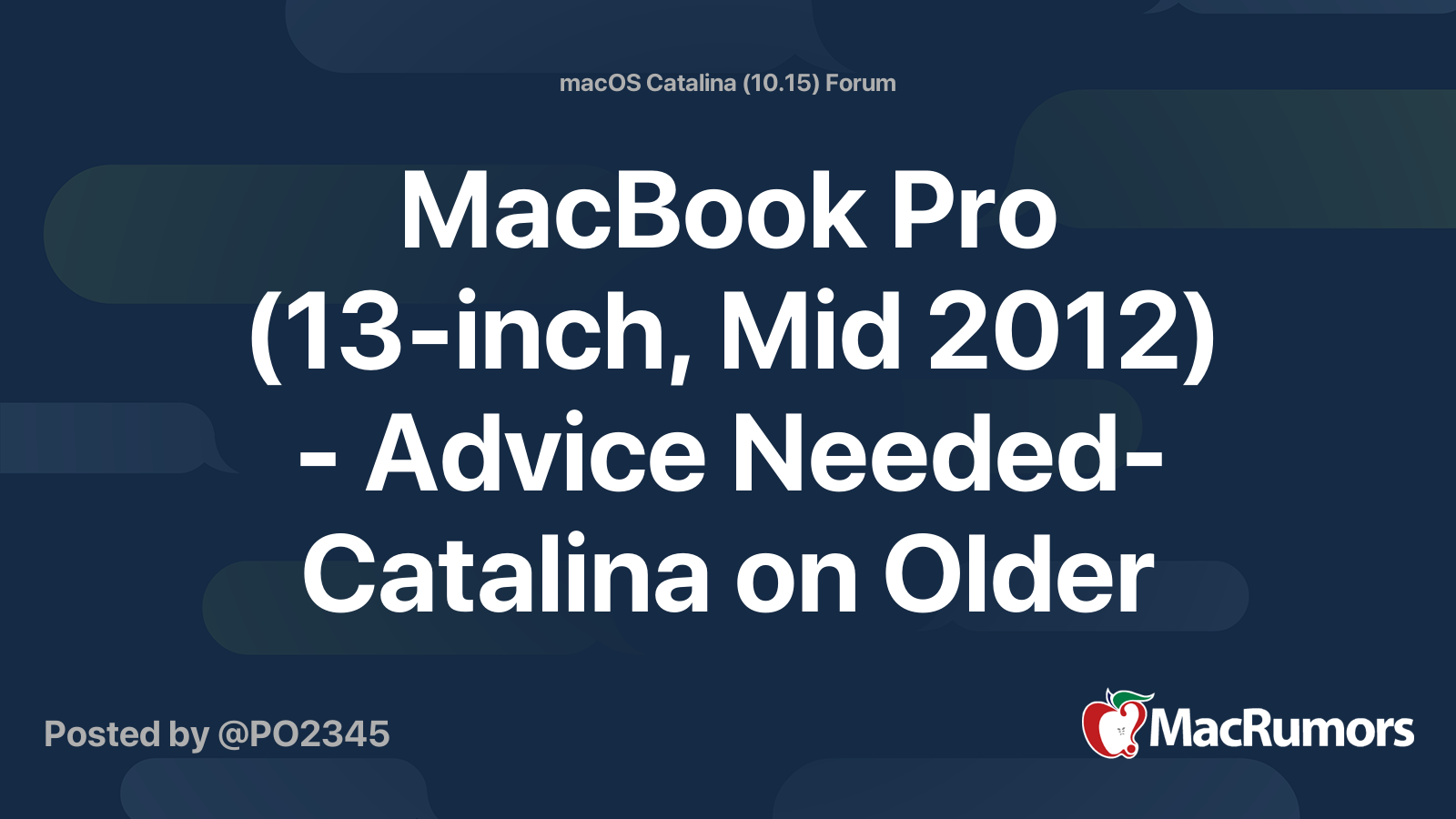 Macbook Pro 13 Inch Mid 12 Advice Needed Catalina On Older Macs Macrumors Forums