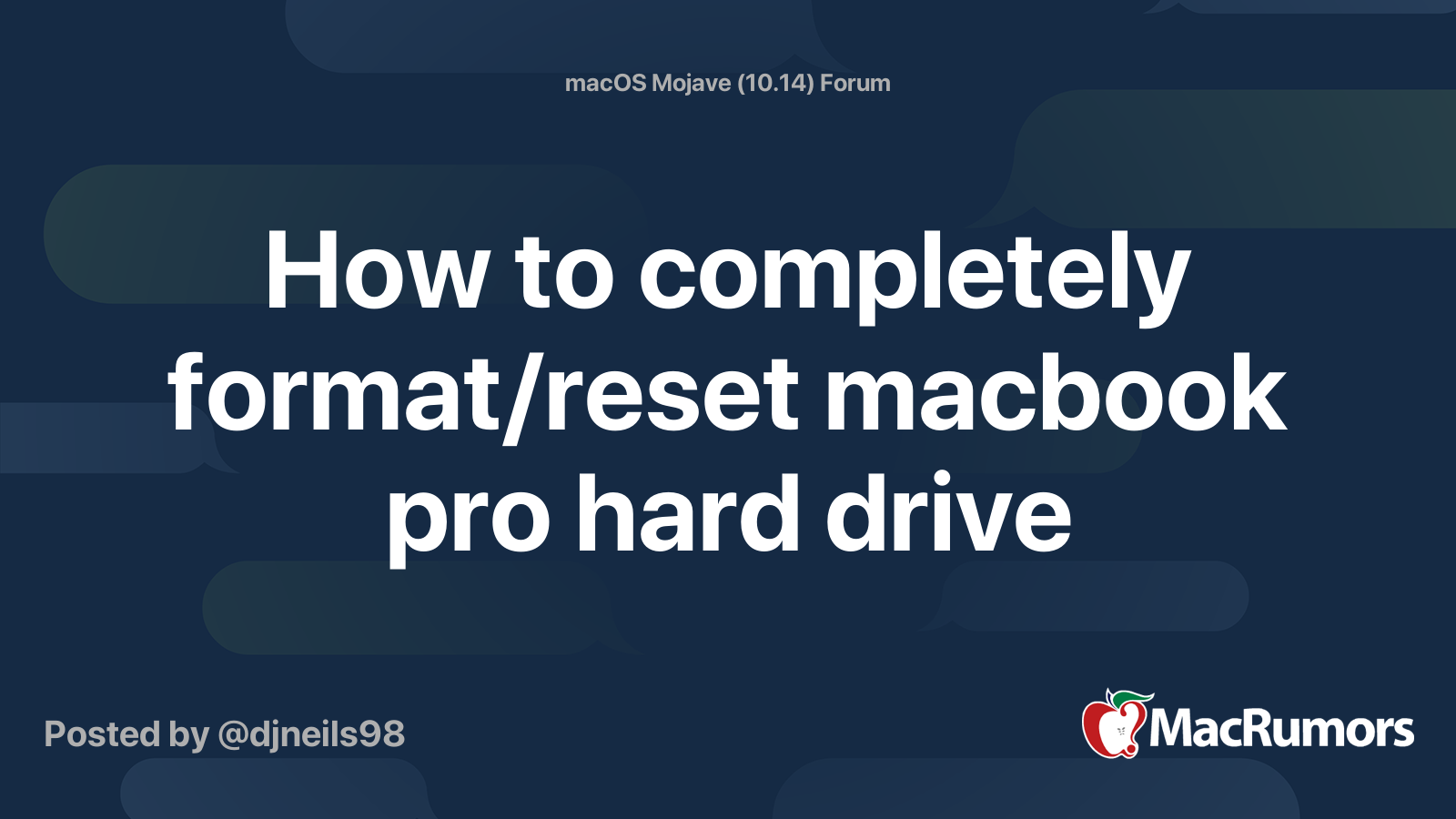 How to completely format/reset macbook pro hard drive | MacRumors Forums