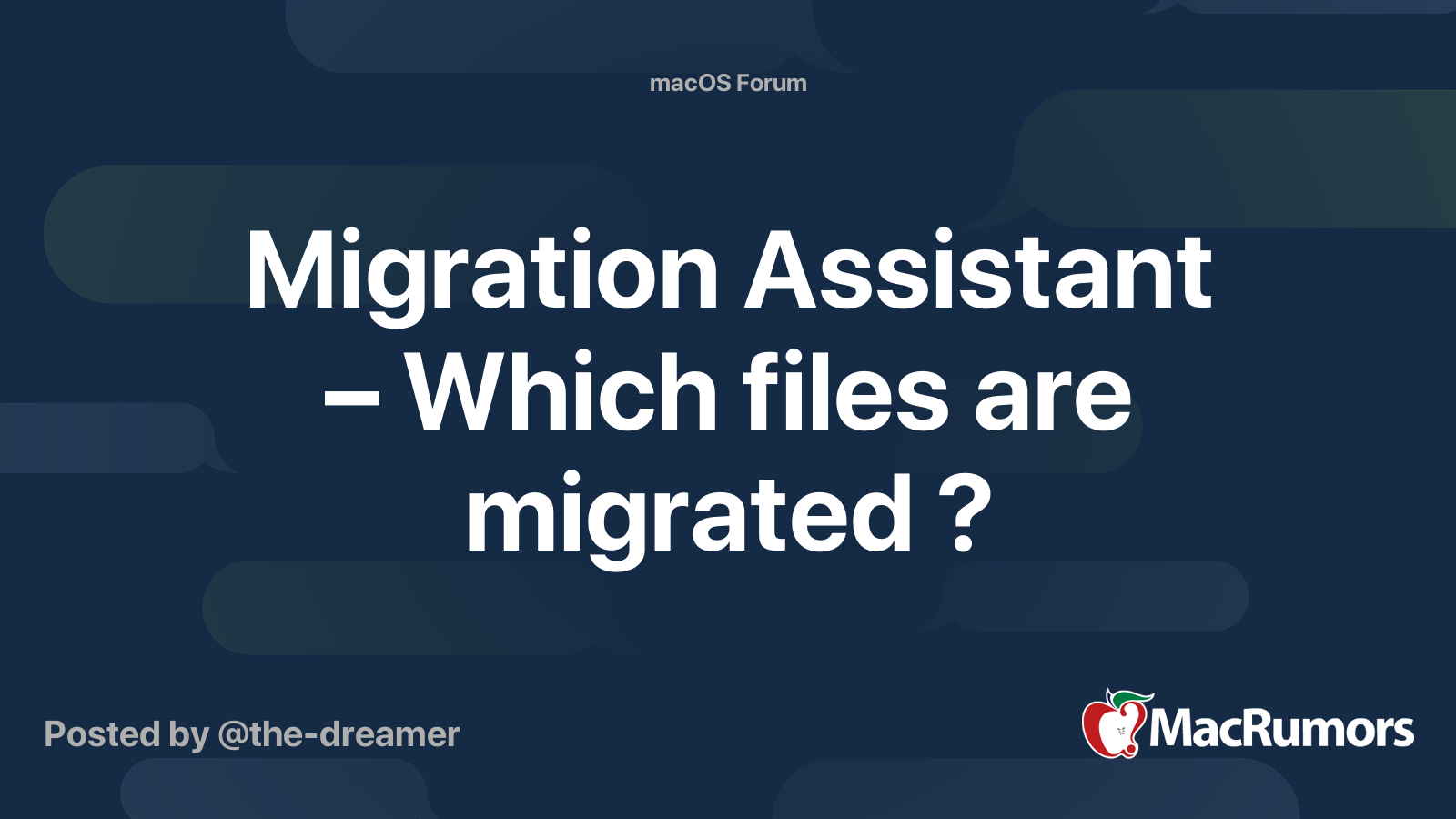 Migration Assistant Which Files Are Migrated MacRumors Forums