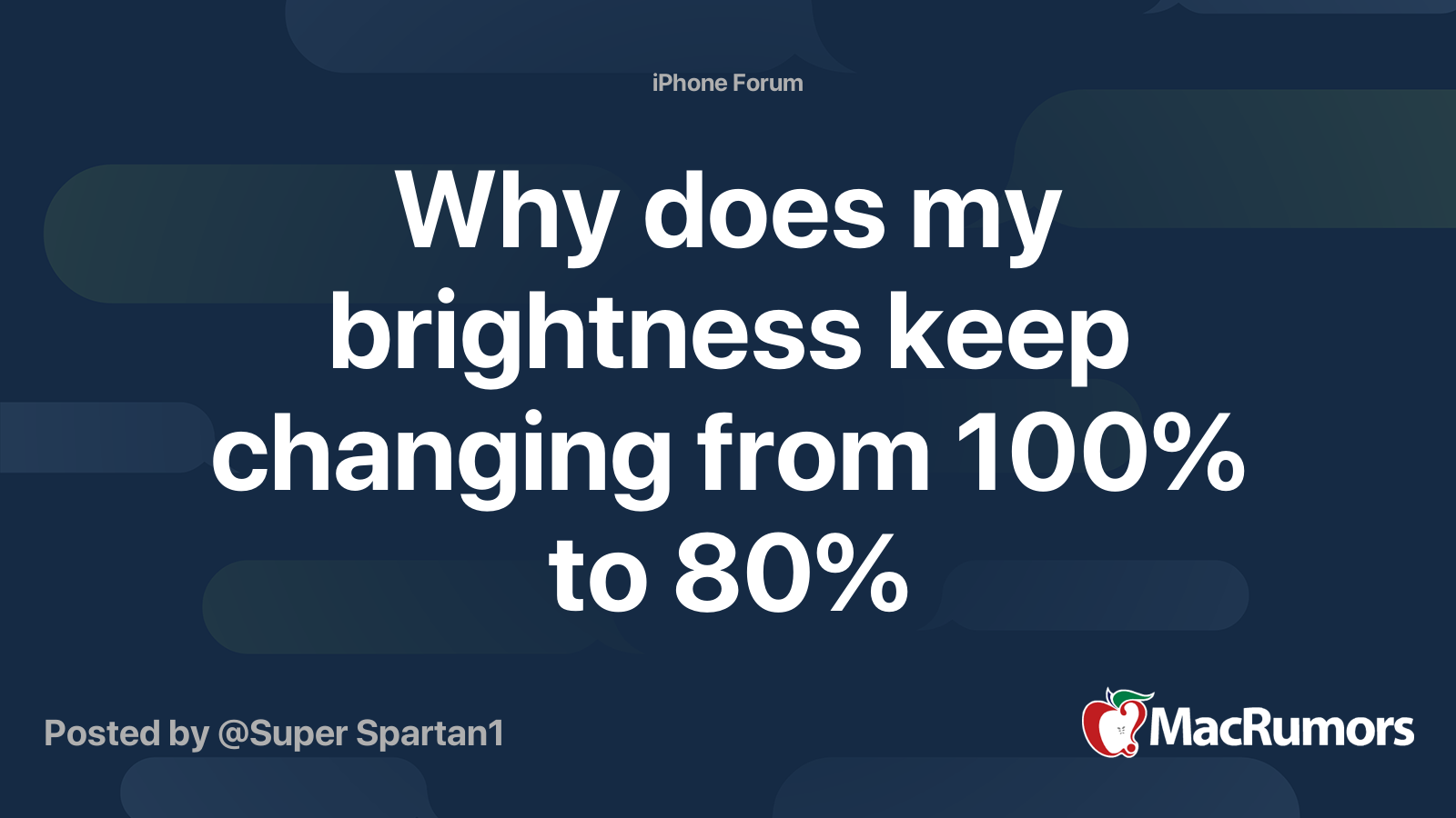 Why does my brightness keep changing from 100% to 80% | MacRumors Forums