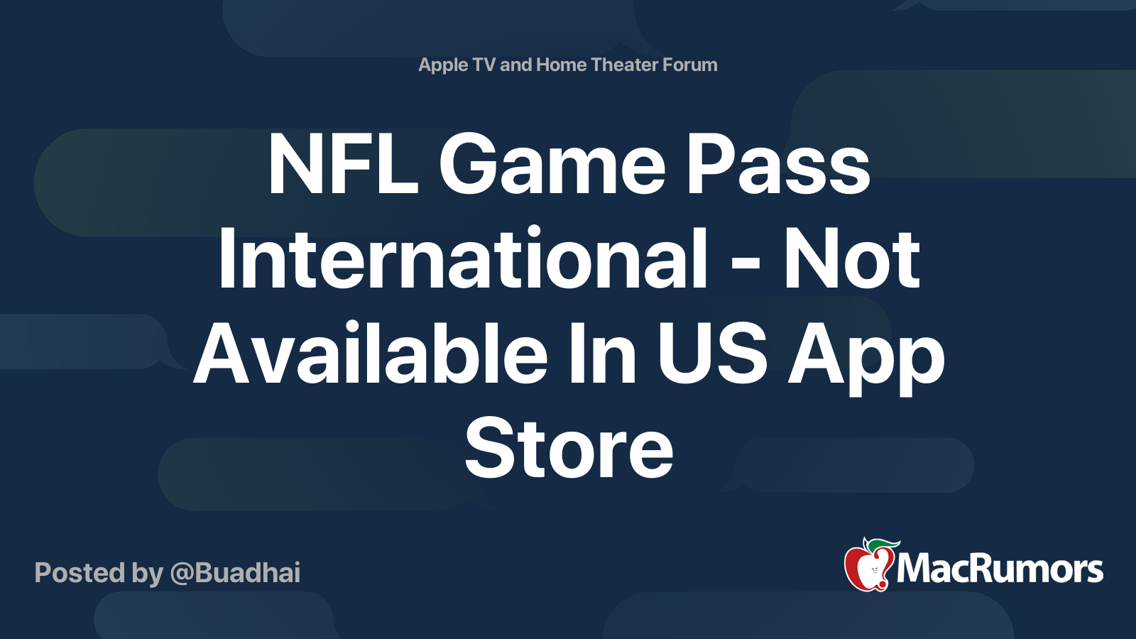 NFL Game Pass International - Not Available In US App Store
