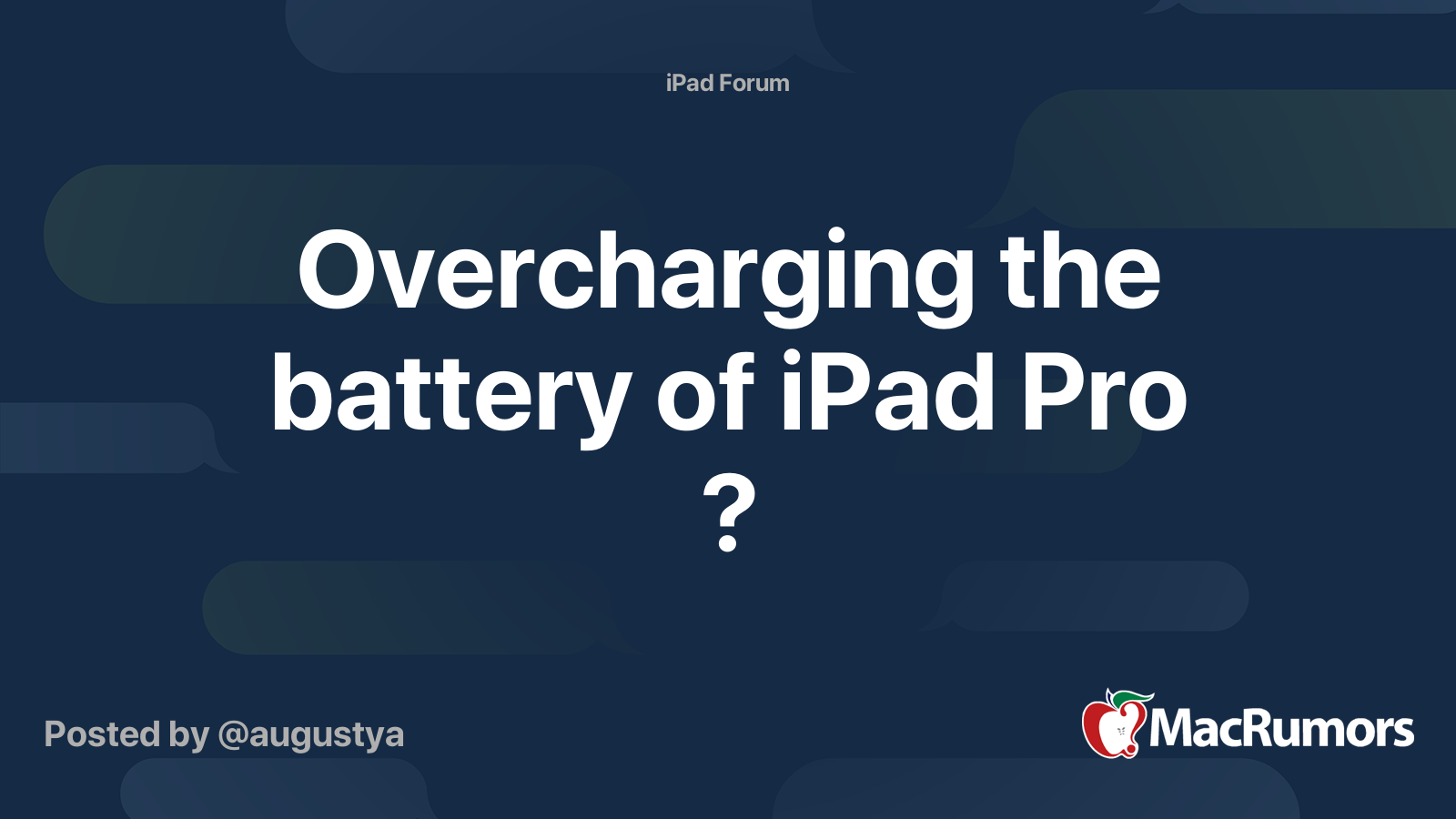 Overcharging the battery of iPad Pro ? MacRumors Forums