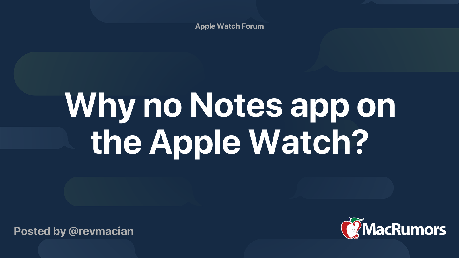 Why no Notes app on the Apple Watch? | MacRumors Forums