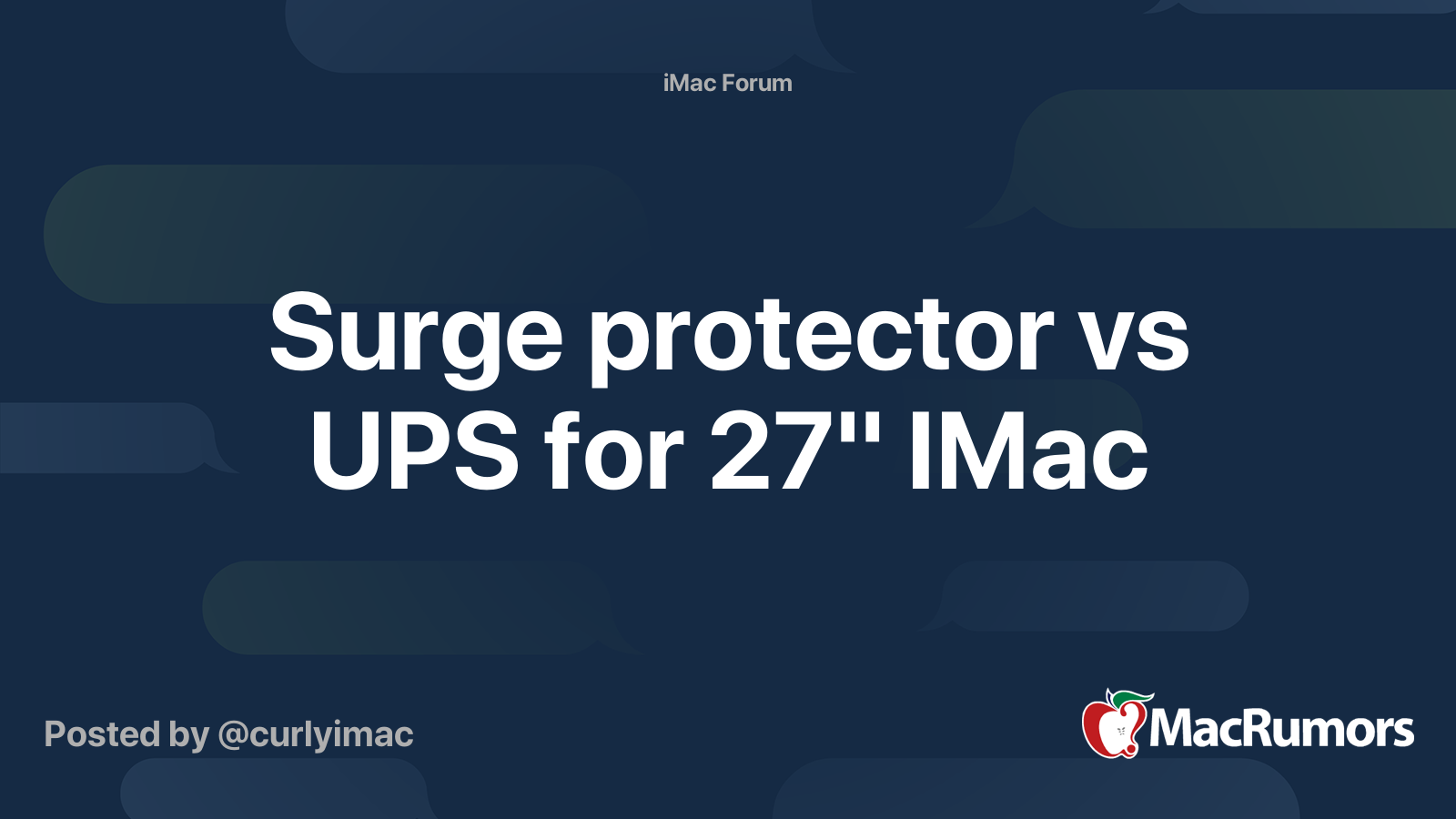 Surge protector vs UPS for 27" IMac MacRumors Forums