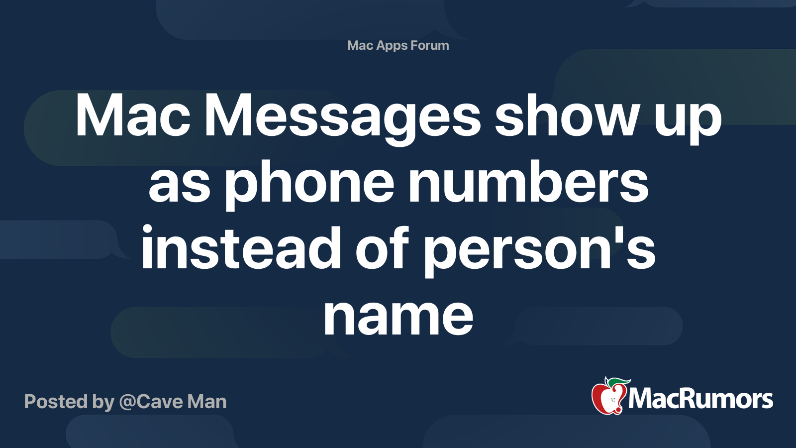 Mac Messages show up as phone numbers instead of person's name