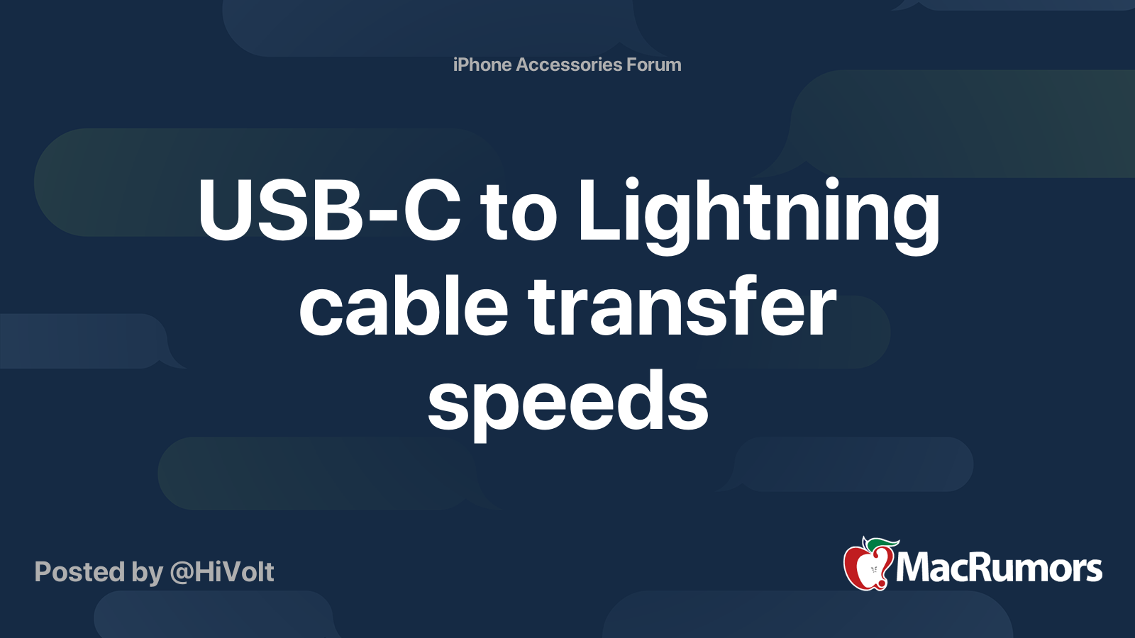 USB-C to Lightning speeds | MacRumors Forums