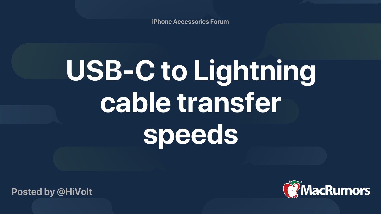 USBC to Lightning cable transfer speeds MacRumors Forums