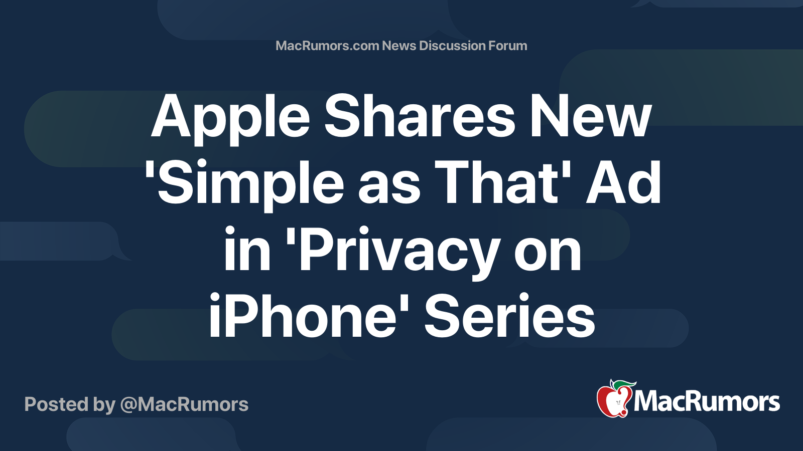 Apple Shares New 'Simple as That' Ad in 'Privacy on iPhone' Series