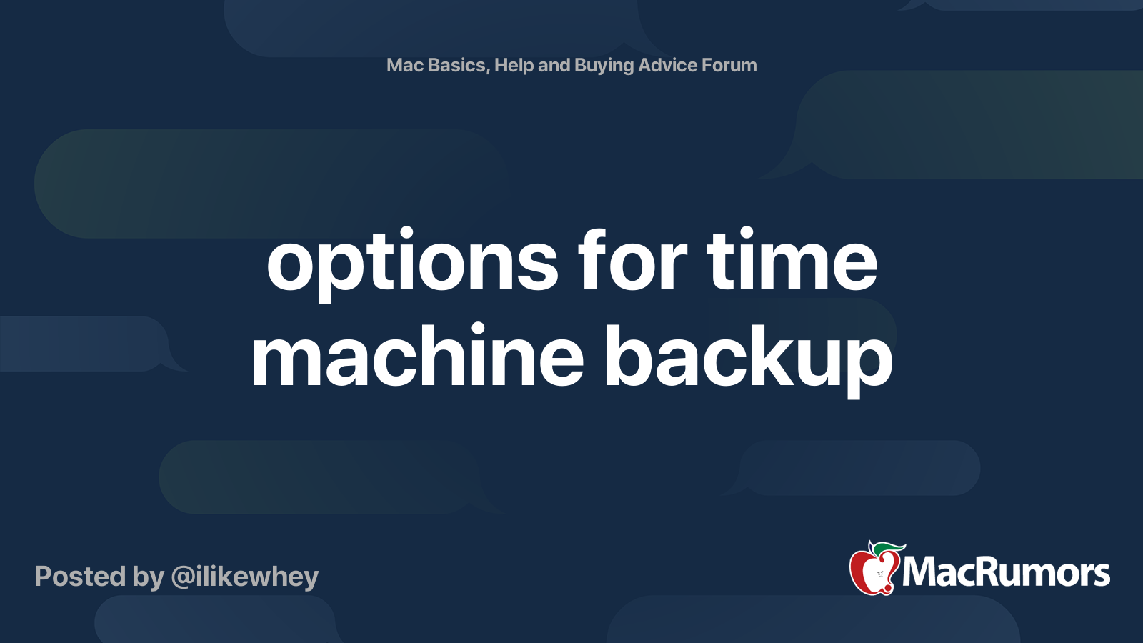 Options For Time Machine Backup MacRumors Forums