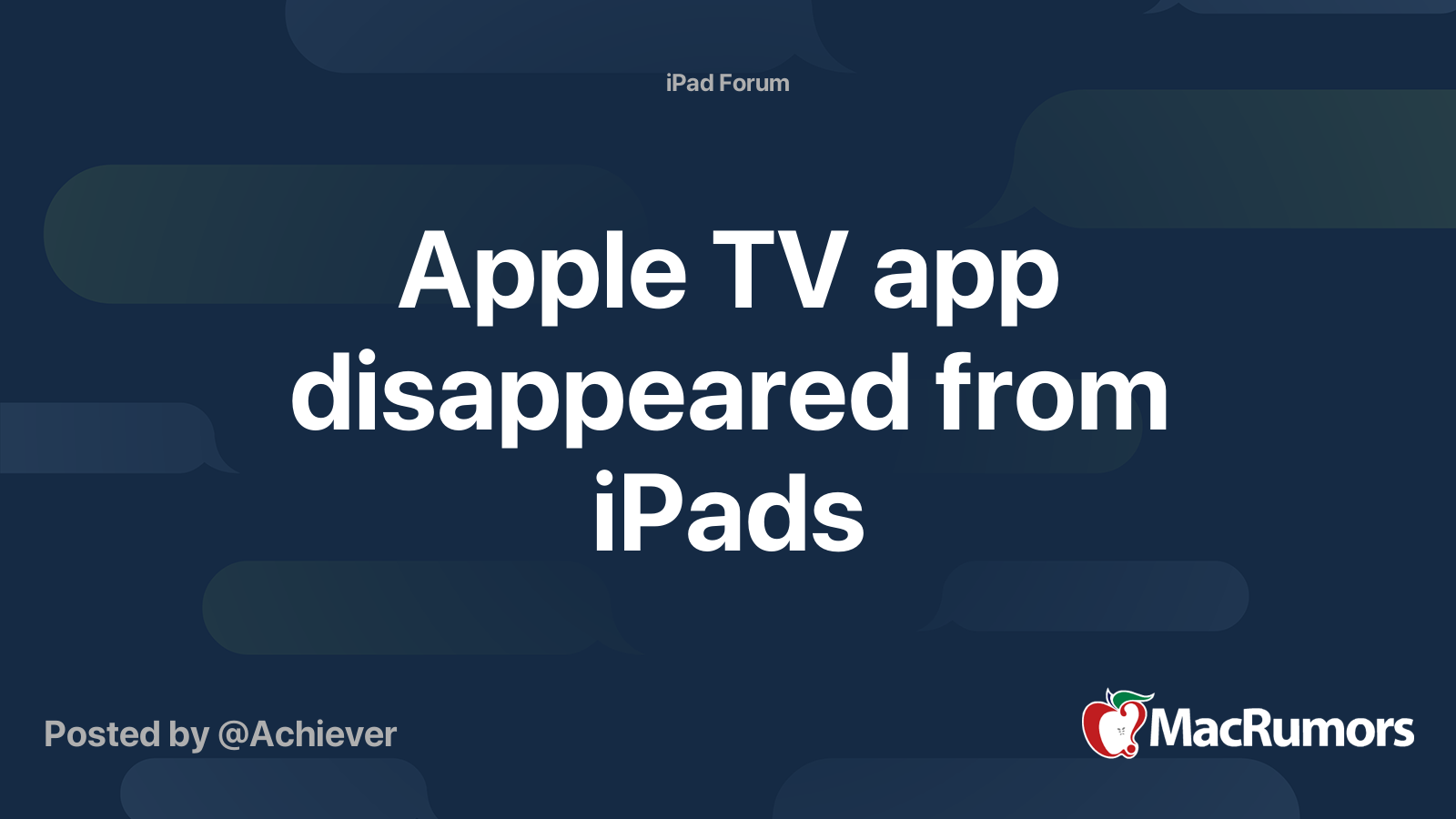 Apple TV app disappeared from iPads MacRumors Forums