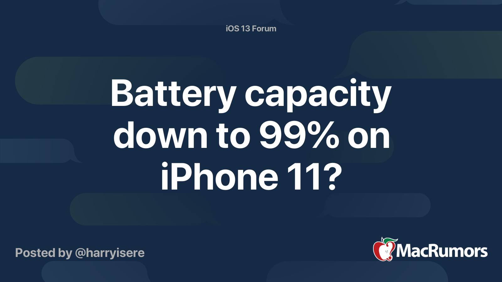 lyserød oversvømmelse log Battery capacity down to 99% on iPhone 11? | MacRumors Forums