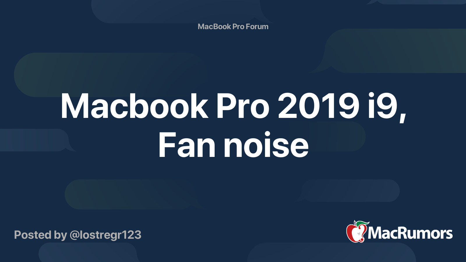 Macbook Pro 2019 i9, Fan noise MacRumors Forums