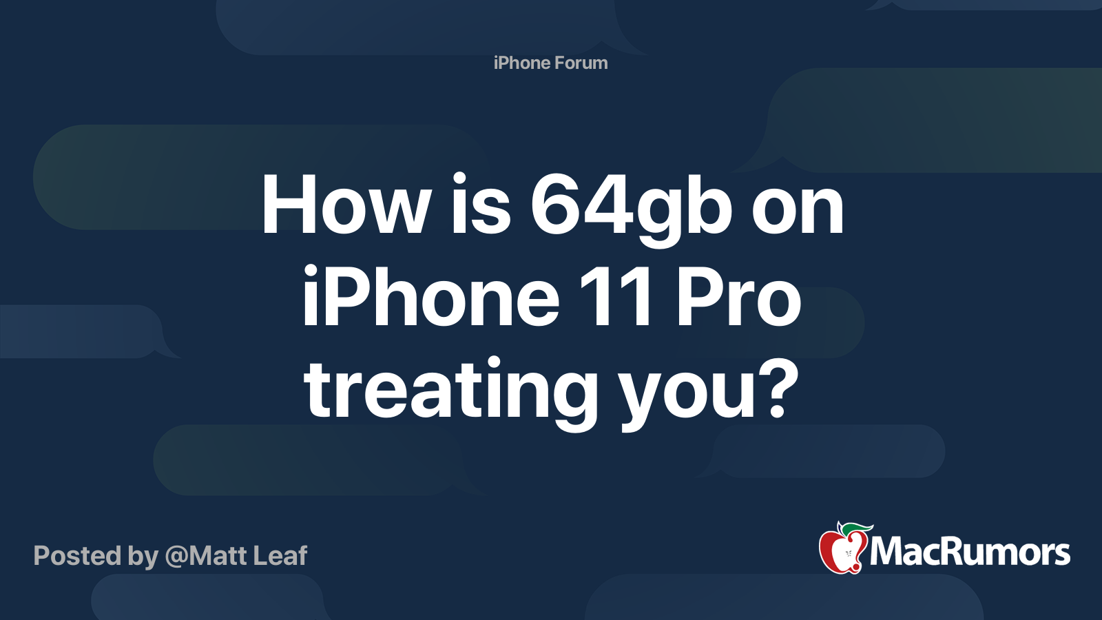 How Is 64gb On Iphone 11 Pro Treating You Macrumors Forums