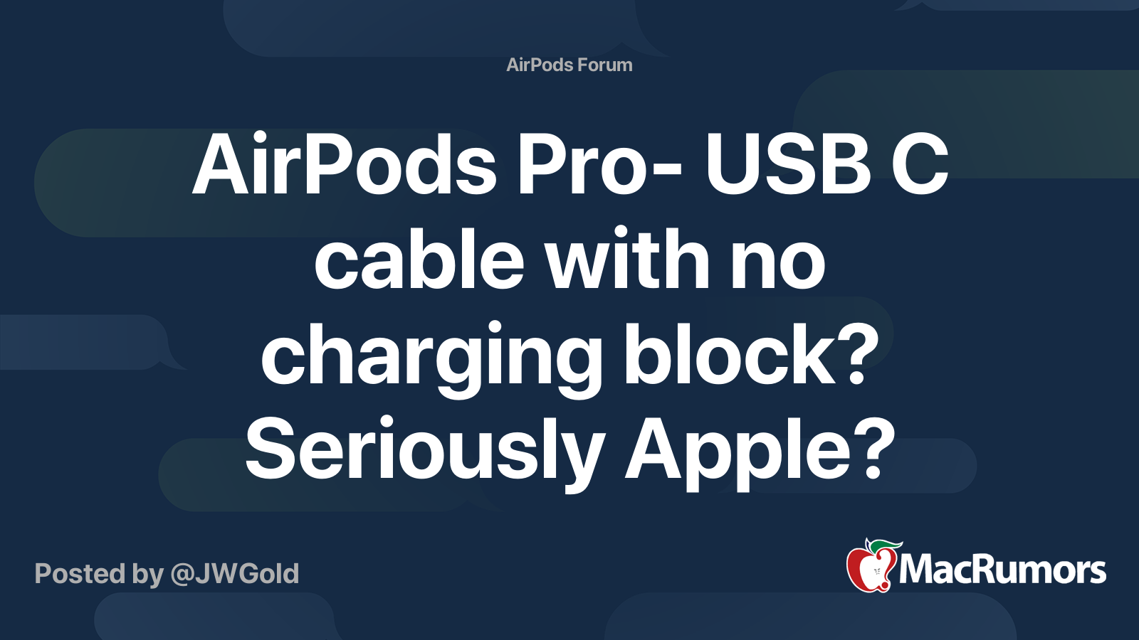 Airpods Pro Usb C Cable With No Charging Block Seriously Apple Macrumors Forums