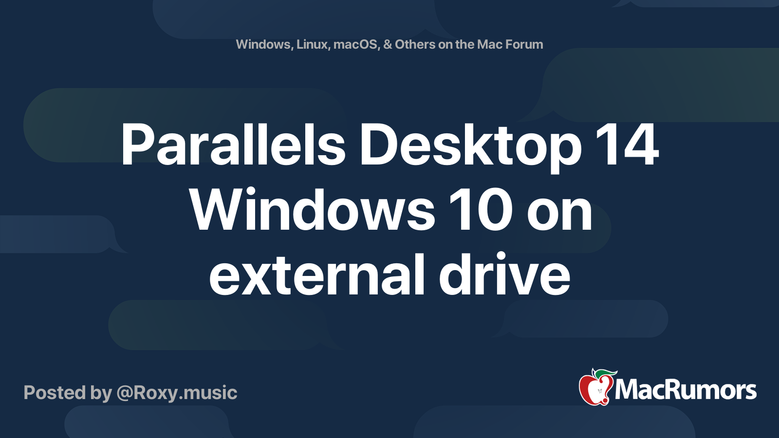 Parallels Desktop 14 Windows 10 on external drive MacRumors Forums
