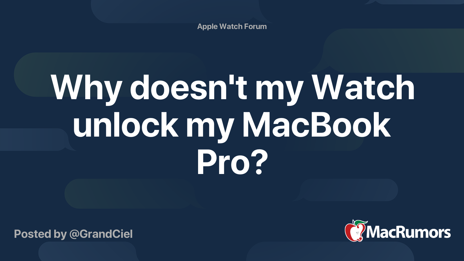 Why doesn't my Watch unlock my MacBook Pro? | MacRumors Forums