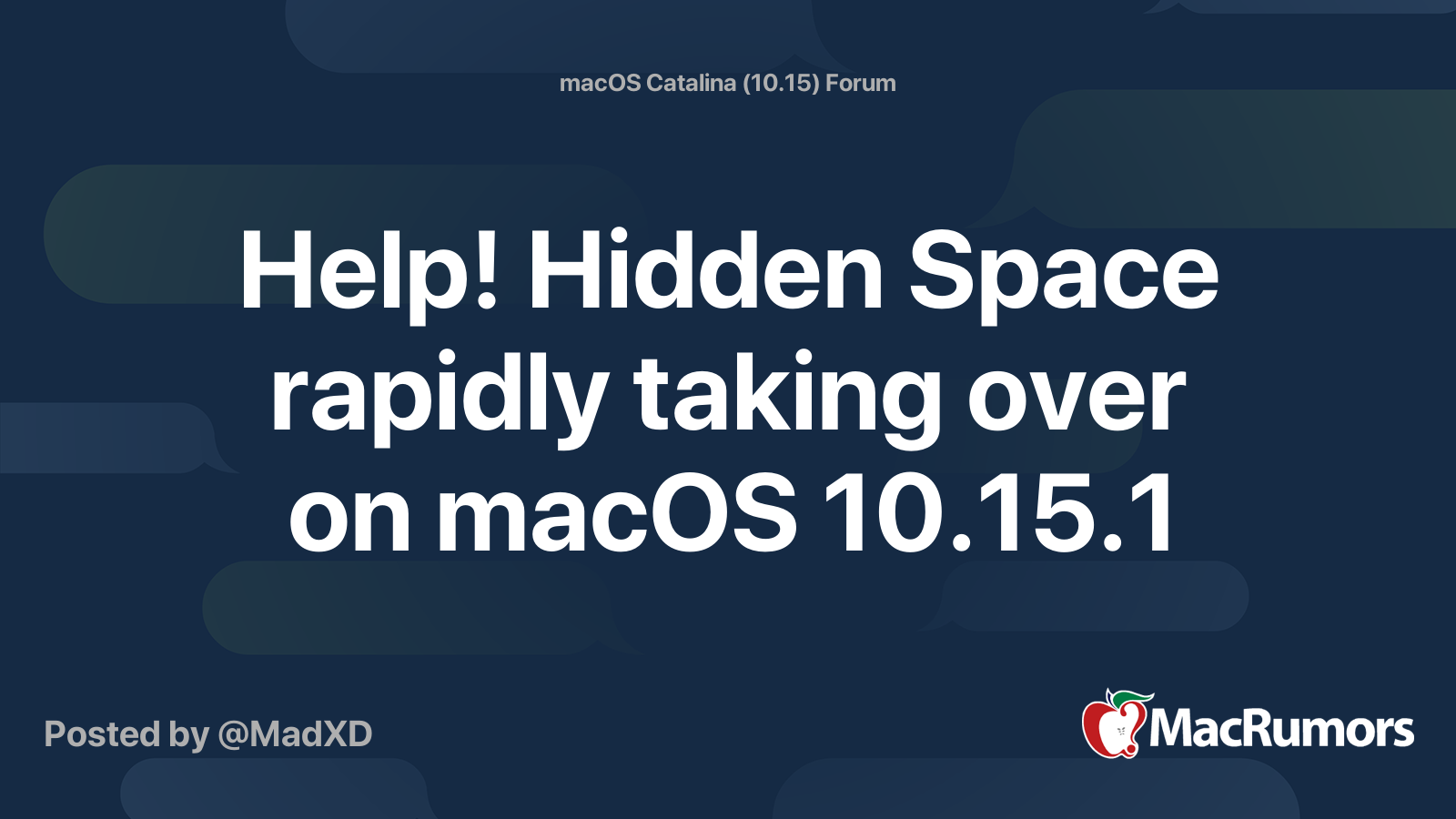 Help Hidden Space Rapidly Taking Over On Macos 10 15 1 Macrumors Forums