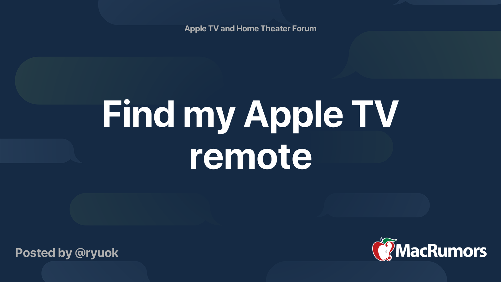 Find my Apple TV remote | MacRumors Forums