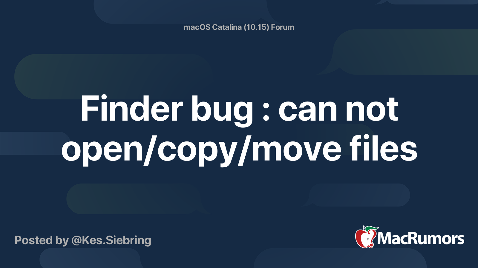 Finder bug : can not open/copy/move files | MacRumors Forums