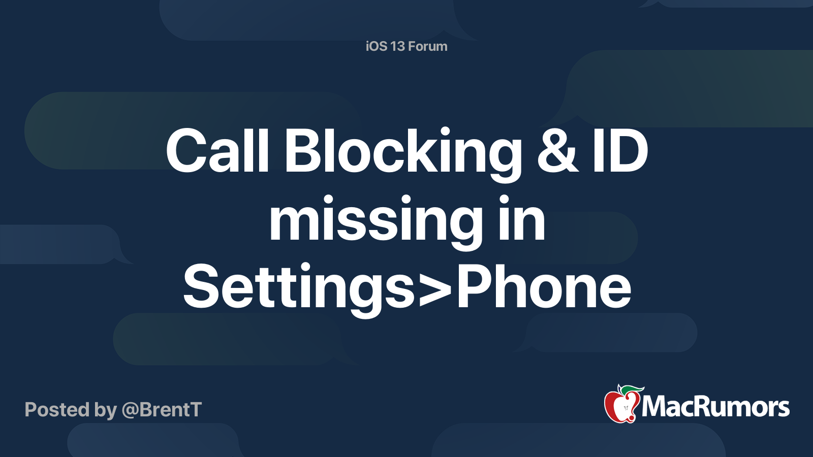 Call Blocking & ID missing in Settings>Phone | MacRumors Forums